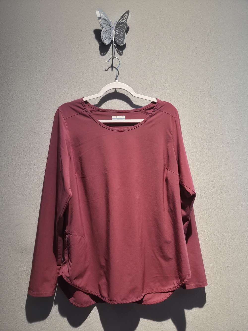 Columbia Long Sleeve Scoop Neck Top - Rose